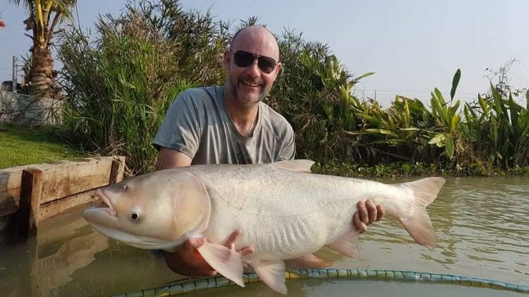 Catching a Chinese Big Head Carp in Thailand
