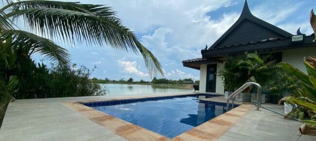 luxury fishing pool villa in thailand